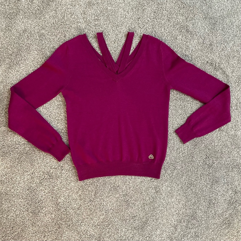 Frankie Morello Milan Women's 100% Fleece Wool Purple Sweater 32" Chest
